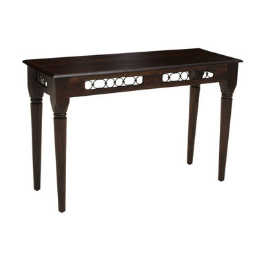 Dark Sheesham Wood Console Table with Iron Finishings | Srina