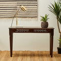Dark Sheesham Wood Console Table with Iron Finishings | Srina