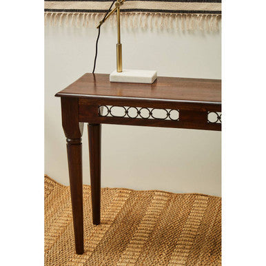 Dark Sheesham Wood Console Table with Iron Finishings | Srina