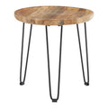 Natural Mango Wood Small Side Table with Black Iron Legs | Boho