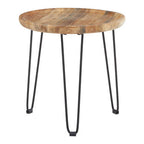 Natural Mango Wood Small Side Table with Black Iron Legs | Boho