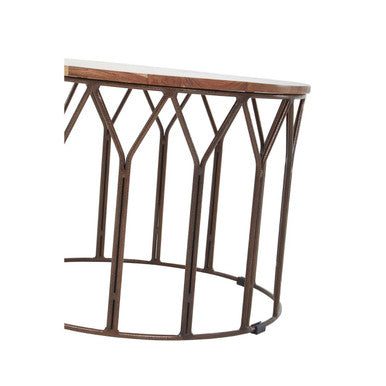 Boho Acacia Wood Round Coffee Table