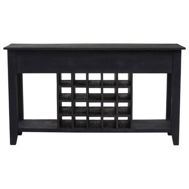 Black Mango Wood Console Table with 20-Bottle Wine Storage and 3 Drawers | Fusion