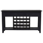Black Mango Wood Console Table with 20-Bottle Wine Storage and 3 Drawers | Fusion
