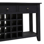 Black Mango Wood Console Table with 20-Bottle Wine Storage and 3 Drawers | Fusion