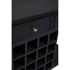 Black Mango Wood Console Table with 20-Bottle Wine Storage and 3 Drawers | Fusion
