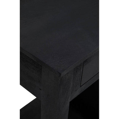 Black Mango Wood Console Table with 20-Bottle Wine Storage and 3 Drawers | Fusion