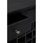 Black Mango Wood Console Table with 20-Bottle Wine Storage and 3 Drawers | Fusion