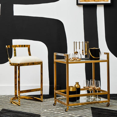 Ivory Velvet Bar Stool | Azalea