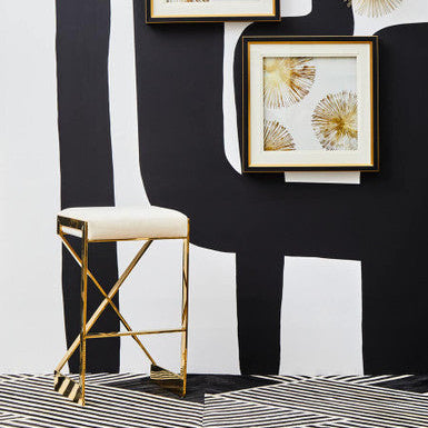 Ivory and Gold Finish Bar Stool | Azalea