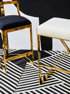 Ivory and Gold Finish Bar Stool | Azalea
