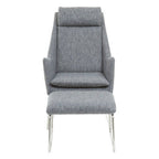 Grey Fabric Lounge Chair and Footstool Set | Azalea