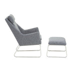 Grey Fabric Lounge Chair and Footstool Set | Azalea