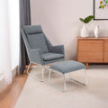 Grey Fabric Lounge Chair and Footstool Set | Azalea