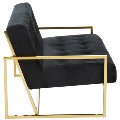 2 Seater Black Velvet Sofa | Azalea