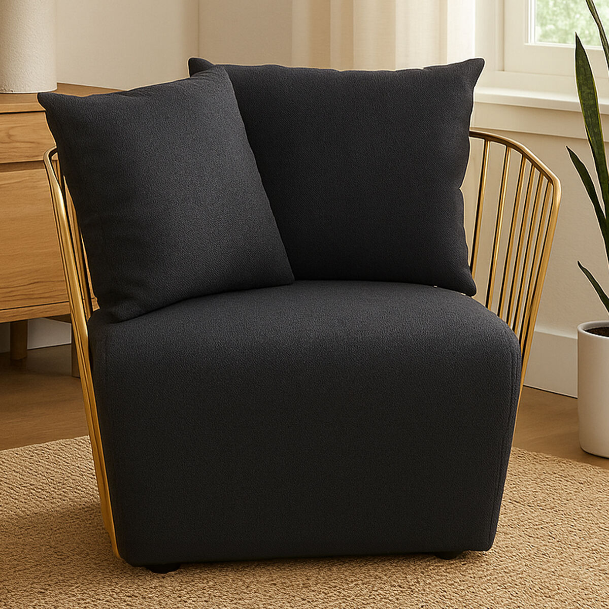 Black Fabric and Metal Chair | Azalea