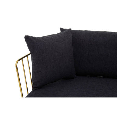2 Seater Black Fabric Sofa | Azalea