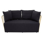2 Seater Black Fabric Sofa | Azalea