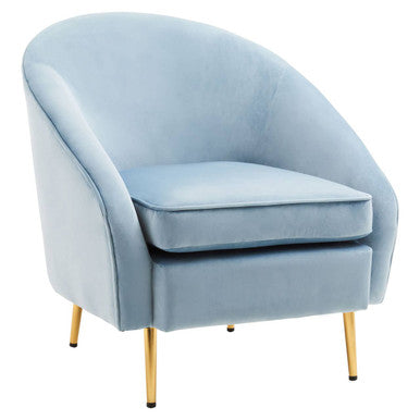 Aqua Blue Velvet Armchair | Yasmeen