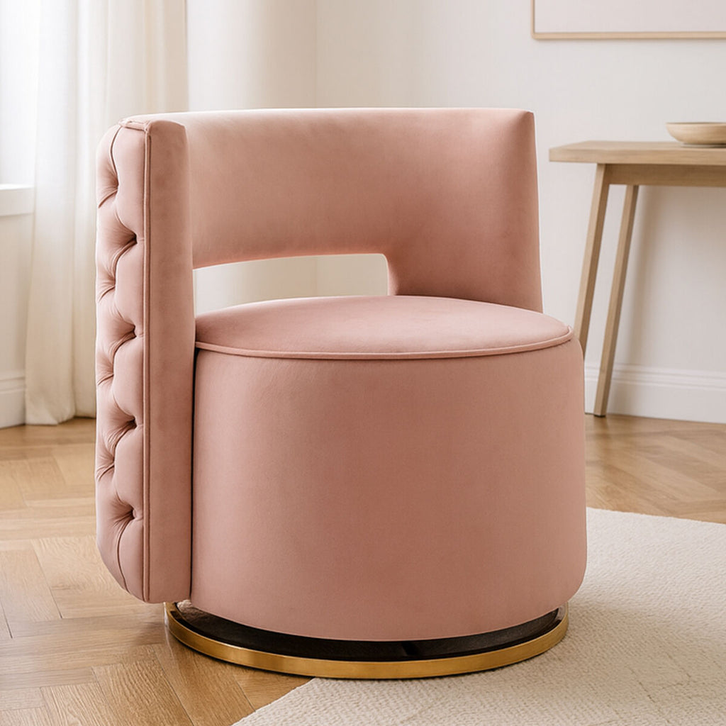 Pink Velvet Swivel Chair | Yasmeen