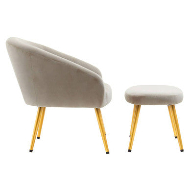 Mink Velvet Chair and Footstool | Yasmeen