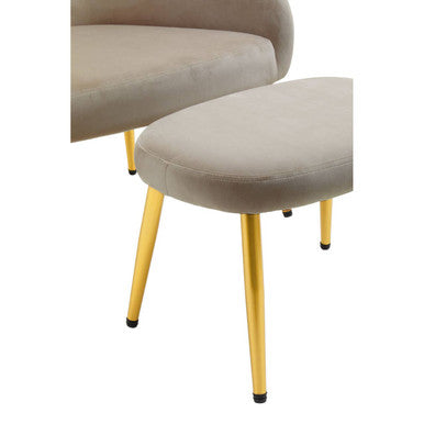Mink Velvet Chair and Footstool | Yasmeen