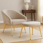 Mink Velvet Chair and Footstool | Yasmeen
