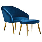 Midnight Blue Chair and Footstool | Yasmeen