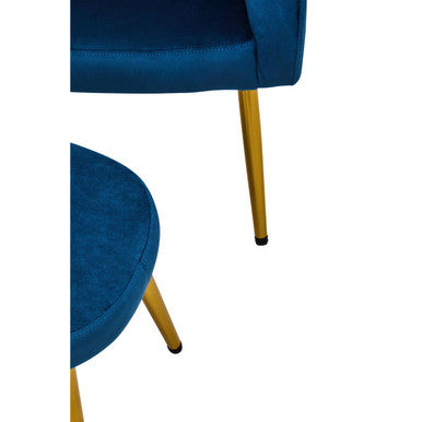 Midnight Blue Chair and Footstool | Yasmeen