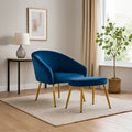 Midnight Blue Chair and Footstool | Yasmeen