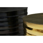 Set of Two Round Black and Brass Aluminium Coffee Tables with Ribbed Pattern | Arti