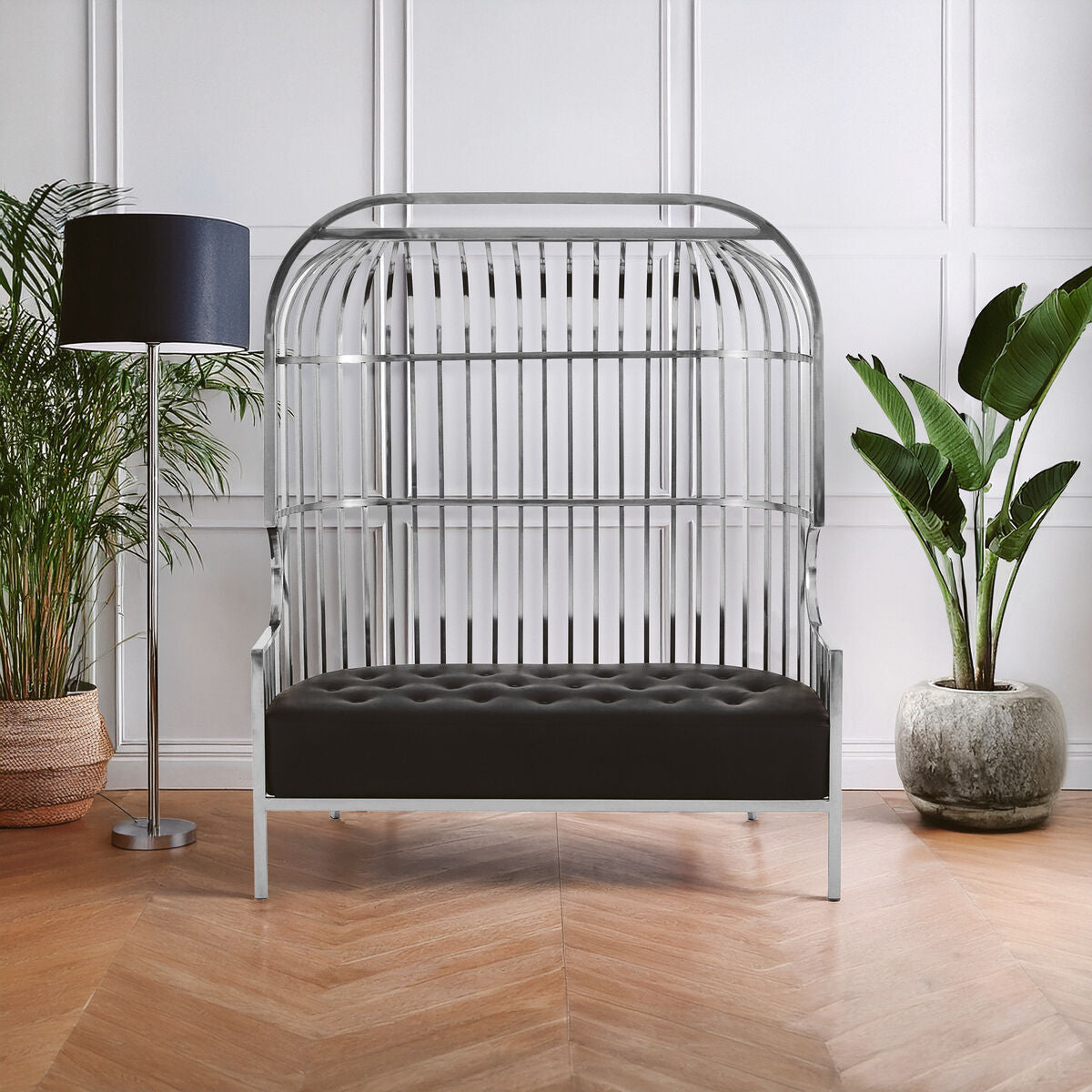 2 Seater Dome Cage Silver Sofa, Eliza