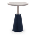 White Round Marble Top Side Table with Slim Column and Black Conical Base | Templar