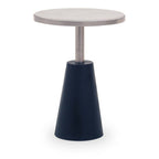White Round Marble Top Side Table with Slim Column and Black Conical Base | Templar