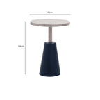 White Round Marble Top Side Table with Slim Column and Black Conical Base | Templar