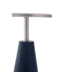 White Round Marble Top Side Table with Slim Column and Black Conical Base | Templar