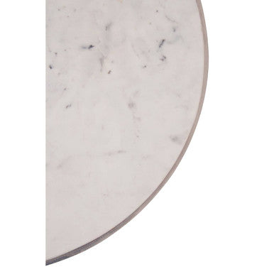 White Round Marble Top Side Table with Slim Column and Black Conical Base | Templar