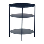 Black Marble Top 3 Tier Round Side Table with Slim Iron Frame | Templar