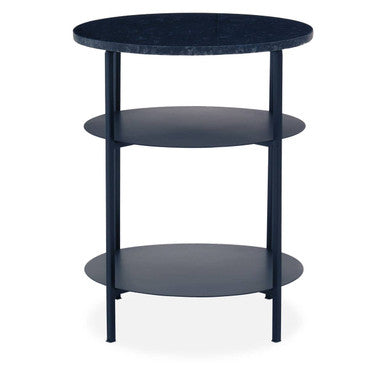 Black Marble Top 3 Tier Round Side Table with Slim Iron Frame | Templar