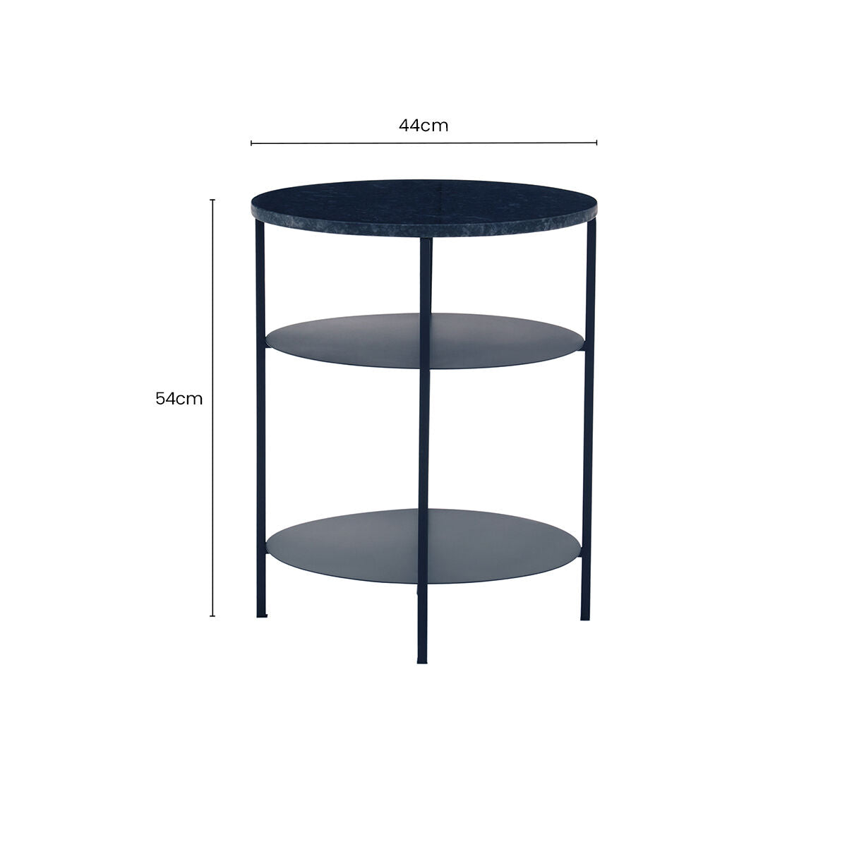 Black Marble Top 3 Tier Round Side Table with Slim Iron Frame | Templar