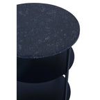 Black Marble Top 3 Tier Round Side Table with Slim Iron Frame | Templar