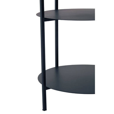 Black Marble Top 3 Tier Round Side Table with Slim Iron Frame | Templar