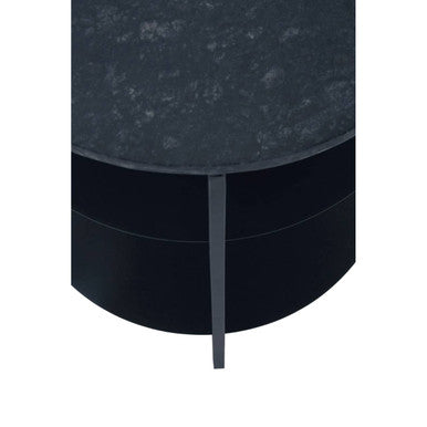 Black Marble Top 3 Tier Round Side Table with Slim Iron Frame | Templar