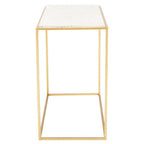 Gold Finish Metal Console Table with White Marble Rectangular Top | Templar