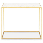 Gold Finish Metal Console Table with White Marble Rectangular Top | Templar