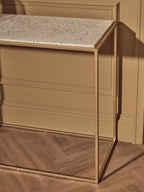Gold Finish Metal Console Table with White Marble Rectangular Top | Templar