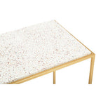Gold Finish Metal Console Table with White Marble Rectangular Top | Templar
