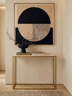 Gold Finish Metal Console Table with White Marble Rectangular Top | Templar