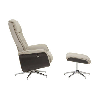 Mink Leather Effect Recliner and Footstool | Warrington