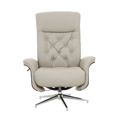 Mink Leather Effect Recliner and Footstool | Warrington